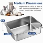 Durable Stainless Steel Cat Litter Box - Hình 8