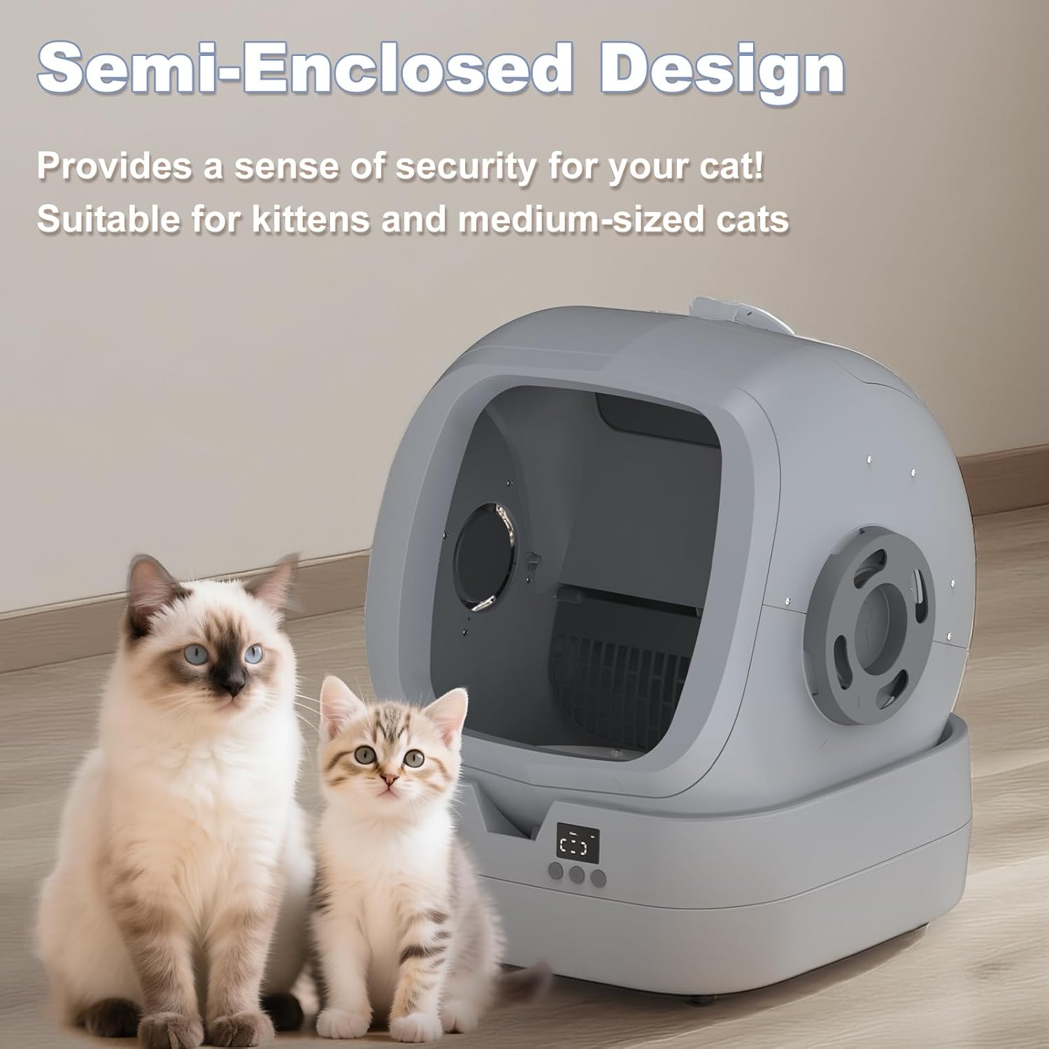 Smart Semi-Enclosed Cat Litter Box - Hình 2